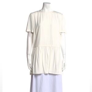Adam Lippes Cream Ruffle Hem Tunic Top Ivory